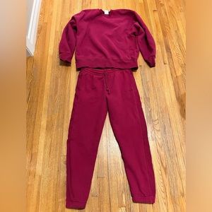Aritzia/TNA magenta cozy fleece sweatsuit